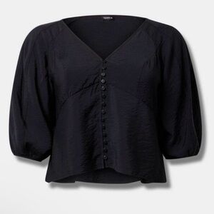 Torrid Black V-Neck Button Down Top - Size 3X - NWOT!